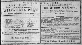 Theaterzettel (Oper und Burgtheater in Wien) 18310410 Seite: 1