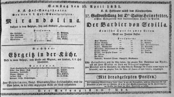 Theaterzettel (Oper und Burgtheater in Wien) 18310416 Seite: 1