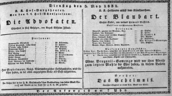 Theaterzettel (Oper und Burgtheater in Wien) 18310503 Seite: 1