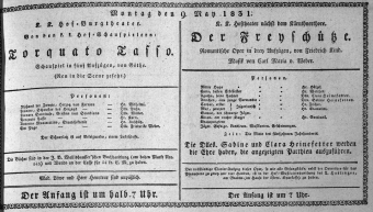 Theaterzettel (Oper und Burgtheater in Wien) 18310509 Seite: 1