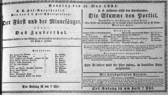 Theaterzettel (Oper und Burgtheater in Wien) 18310515 Seite: 1