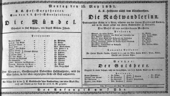 Theaterzettel (Oper und Burgtheater in Wien) 18310516 Seite: 1