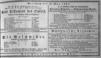 Theaterzettel (Oper und Burgtheater in Wien) 18310518 Seite: 1
