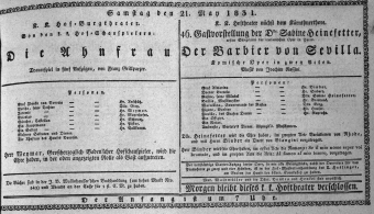 Theaterzettel (Oper und Burgtheater in Wien) 18310521 Seite: 1