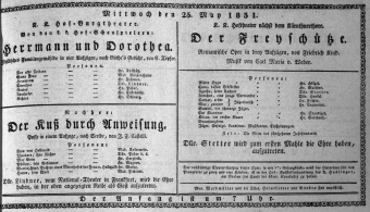 Theaterzettel (Oper und Burgtheater in Wien) 18310525 Seite: 1