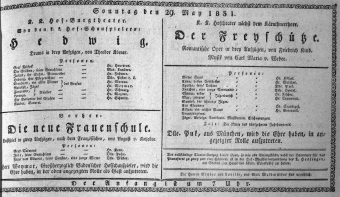 Theaterzettel (Oper und Burgtheater in Wien) 18310529 Seite: 1