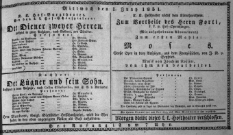 Theaterzettel (Oper und Burgtheater in Wien) 18310601 Seite: 1