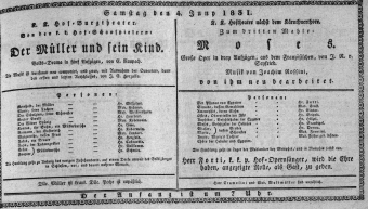 Theaterzettel (Oper und Burgtheater in Wien) 18310604 Seite: 1