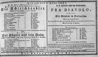 Theaterzettel (Oper und Burgtheater in Wien) 18310606 Seite: 1