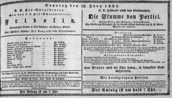 Theaterzettel (Oper und Burgtheater in Wien) 18310612 Seite: 1