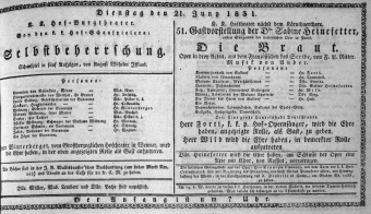 Theaterzettel (Oper und Burgtheater in Wien) 18310621 Seite: 1