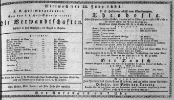 Theaterzettel (Oper und Burgtheater in Wien) 18310622 Seite: 1