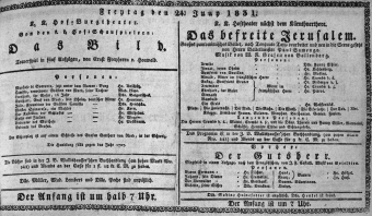 Theaterzettel (Oper und Burgtheater in Wien) 18310624 Seite: 1