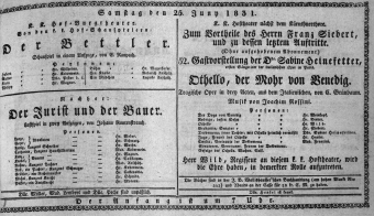 Theaterzettel (Oper und Burgtheater in Wien) 18310625 Seite: 1