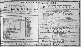 Theaterzettel (Oper und Burgtheater in Wien) 18310628 Seite: 1