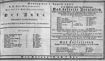 Theaterzettel (Oper und Burgtheater in Wien) 18310801 Seite: 1
