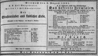 Theaterzettel (Oper und Burgtheater in Wien) 18310803 Seite: 1