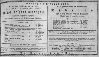 Theaterzettel (Oper und Burgtheater in Wien) 18310806 Seite: 1