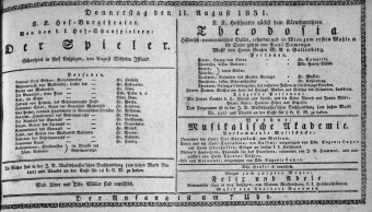 Theaterzettel (Oper und Burgtheater in Wien) 18310811 Seite: 1