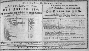 Theaterzettel (Oper und Burgtheater in Wien) 18310815 Seite: 1