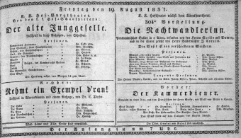 Theaterzettel (Oper und Burgtheater in Wien) 18310819 Seite: 1