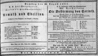 Theaterzettel (Oper und Burgtheater in Wien) 18310820 Seite: 1