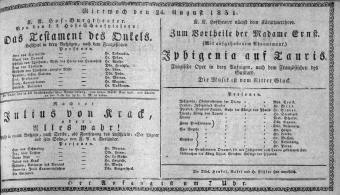 Theaterzettel (Oper und Burgtheater in Wien) 18310824 Seite: 1