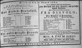 Theaterzettel (Oper und Burgtheater in Wien) 18310831 Seite: 1