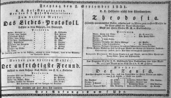 Theaterzettel (Oper und Burgtheater in Wien) 18310902 Seite: 1