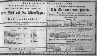 Theaterzettel (Oper und Burgtheater in Wien) 18310904 Seite: 1