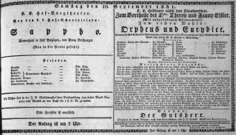 Theaterzettel (Oper und Burgtheater in Wien) 18310910 Seite: 1