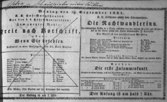 Theaterzettel (Oper und Burgtheater in Wien) 18310919 Seite: 1
