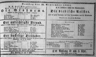 Theaterzettel (Oper und Burgtheater in Wien) 18310924 Seite: 1