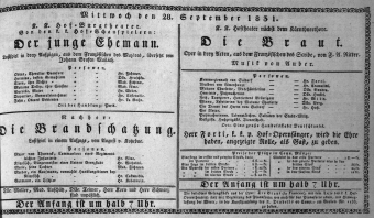 Theaterzettel (Oper und Burgtheater in Wien) 18310928 Seite: 1