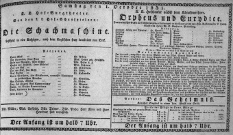 Theaterzettel (Oper und Burgtheater in Wien) 18311001 Seite: 1