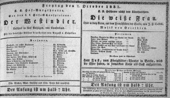 Theaterzettel (Oper und Burgtheater in Wien) 18311007 Seite: 1