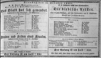 Theaterzettel (Oper und Burgtheater in Wien) 18311011 Seite: 1