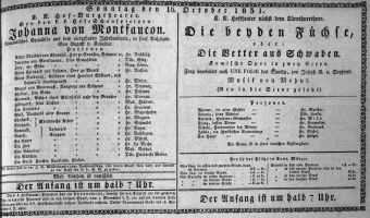 Theaterzettel (Oper und Burgtheater in Wien) 18311016 Seite: 1