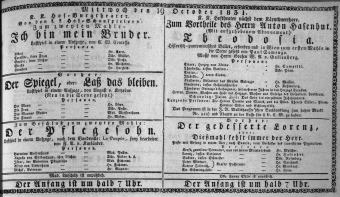Theaterzettel (Oper und Burgtheater in Wien) 18311019 Seite: 1