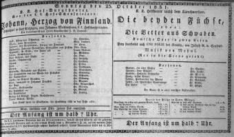 Theaterzettel (Oper und Burgtheater in Wien) 18311023 Seite: 1