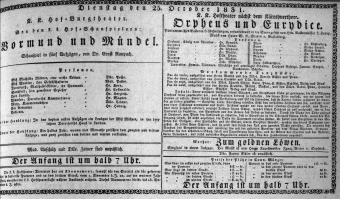Theaterzettel (Oper und Burgtheater in Wien) 18311025 Seite: 1