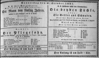 Theaterzettel (Oper und Burgtheater in Wien) 18311027 Seite: 1