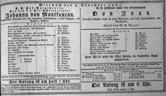 Theaterzettel (Oper und Burgtheater in Wien) 18311102 Seite: 1