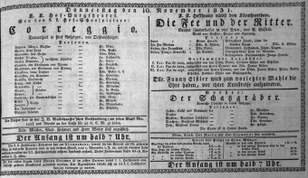 Theaterzettel (Oper und Burgtheater in Wien) 18311110 Seite: 1