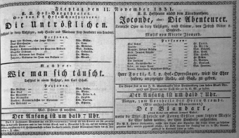Theaterzettel (Oper und Burgtheater in Wien) 18311111 Seite: 1