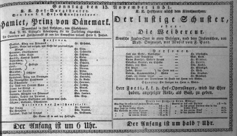Theaterzettel (Oper und Burgtheater in Wien) 18311113 Seite: 1