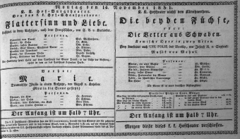 Theaterzettel (Oper und Burgtheater in Wien) 18311114 Seite: 1