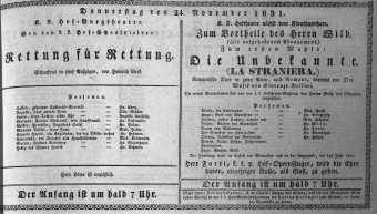 Theaterzettel (Oper und Burgtheater in Wien) 18311124 Seite: 1