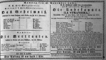 Theaterzettel (Oper und Burgtheater in Wien) 18311126 Seite: 1