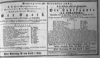 Theaterzettel (Oper und Burgtheater in Wien) 18311128 Seite: 1
